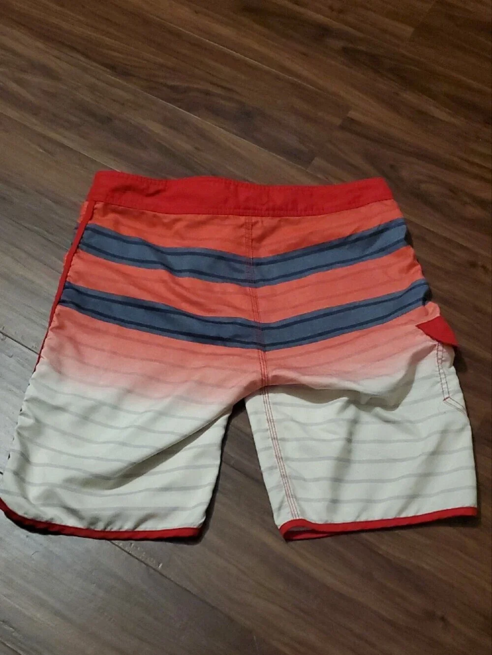 Hurley Red, Blue & White Gradient Stripe Boardshorts